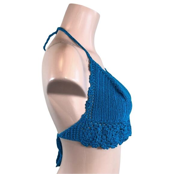 Blue Crochet Halter Top - Picture 7 of 11